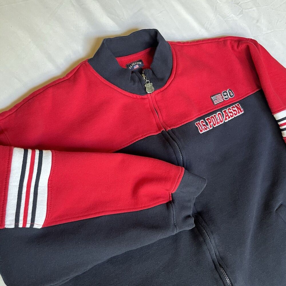VTG US Polo Assn Varsity Track Jacket 2XL Y2K 90s Preppy Embroidered Full Zip